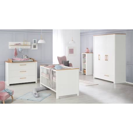 Chambre bébé évolutive complète avec soft-close ava Blanc / chêne artisan 2 - vertbaudet enfant 