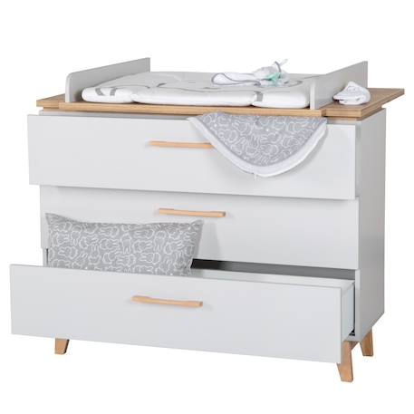 Commode à langer évolutive 3 tiroirs  caro Gris clair / chêne doré 6 - vertbaudet enfant 