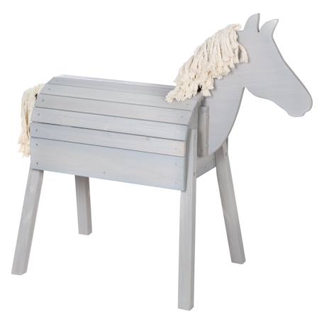 Cheval de jardin en bois massif avec crinière et queue Gris+Teck 1 - vertbaudet enfant 