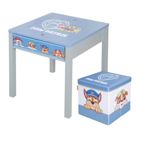 Table d'activités + 1 tabouret cube avec rangement pat' patrouille Bleu - gris 1 - vertbaudet enfant 