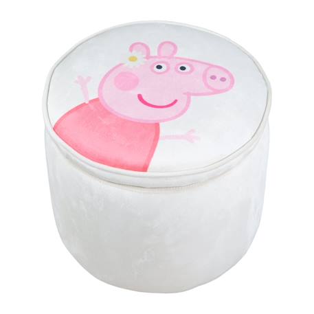 Boite de rangement en bois et velours - pouf coffre rond peppa pig Beige - peppa pig 1 - vertbaudet enfant 