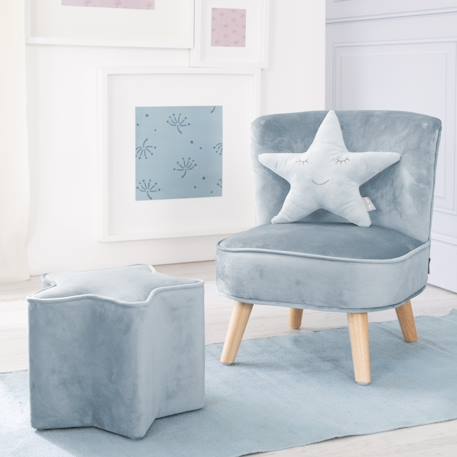 Ensemble fauteuil + pouf + coussin décoratif étoile lil sofa Bleu clair+Gris argenté+Rose pastel 2 - vertbaudet enfant 