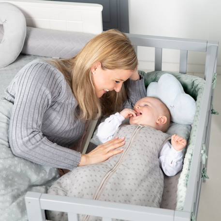 Tour de lit bébé déhoussable en coton bio lil planet Bleu clair/ bleu ciel+Gris argenté+Rose pastel+Vert givré 22 - vertbaudet enfant 