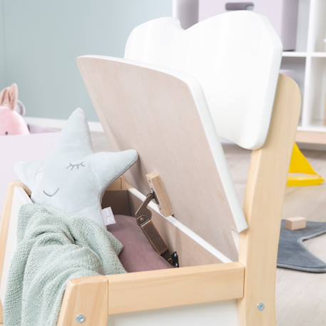 Banc-coffre à jouets en bois massif à fermeture douce Blanc et naturel 6 - vertbaudet enfant 