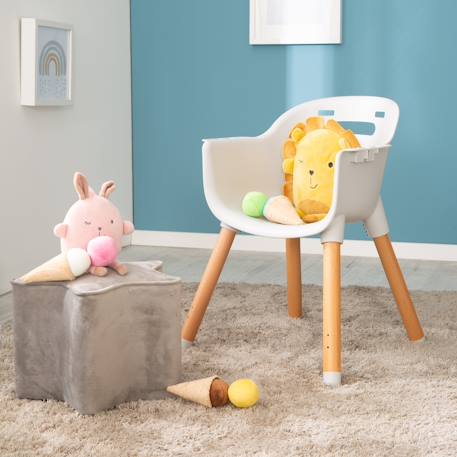Chaise haute rembourrée avec plateau repas style up wood Bois naturel - gris 6 - vertbaudet enfant 