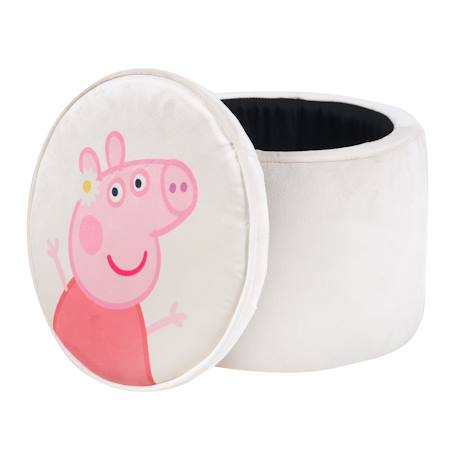 Boite de rangement en bois et velours - pouf coffre rond peppa pig Beige - peppa pig 4 - vertbaudet enfant 
