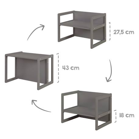Set table convertible en banc et 1 chaise évolutive Anthracite+Beige+Blanc+Gris 6 - vertbaudet enfant 