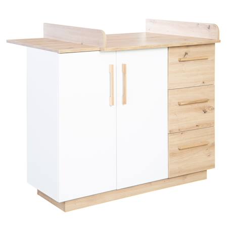 Commode à langer évolutive 2 portes et 3 tiroirs  lion Blanc / chêne artisan 6 - vertbaudet enfant 