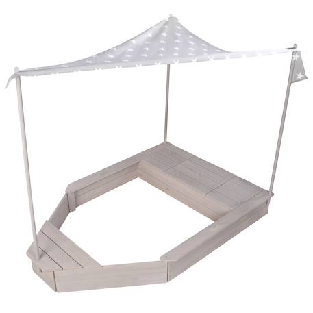 Bac à sable bateau de pirate en bois massif avec auvent et rangement Gris / motif étoiles 1 - vertbaudet enfant 