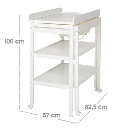 Table à langer avec baignoire coulissante + matelas à langer déperlant roba style Blanc / gris argenté+Bois naturel / gris argenté 3 - vertbaudet enfant 