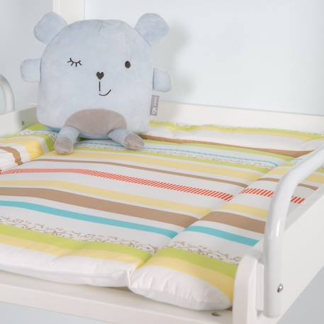 Table à langer murale pliante + matelas à langer déperlant Blanc / rayé multicolore 4 - vertbaudet enfant 