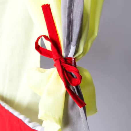 Théâtre de porte en tissu - castelet de marionnettes à suspendre Gris, jaune et rouge 5 - vertbaudet enfant 