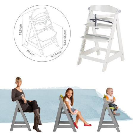 Chaise haute évolutive avec plateau repas amovible sit up click & fun Blanc+Gris taupe+Naturel 5 - vertbaudet enfant 