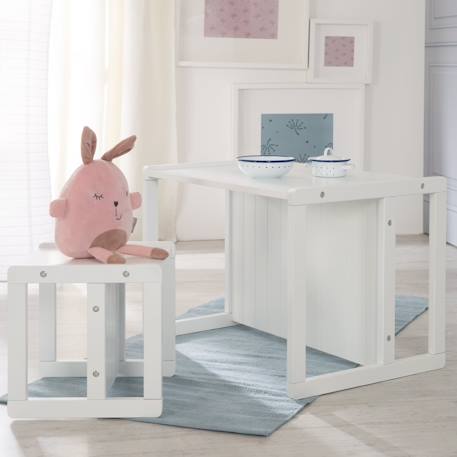 Set table convertible en banc et 2 chaises évolutives Blanc+Gris 4 - vertbaudet enfant 