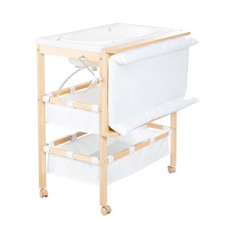 Table à langer avec baignoire 2en1 + matelas à langer imperméable Bois naturel / blanc 4 - vertbaudet enfant 
