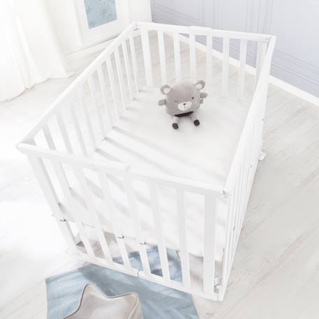 Parc bébé pliant en bois sur roulettes à freins Bicolore+Blanc+Gris taupe 12 - vertbaudet enfant 