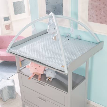 Tapis d'éveil avec arches et 5 jouets suspendus roba style Bleu clair - ourson benny+Gris argenté - ourson sammy+Rose - lapin lily 2 - vertbaudet enfant 
