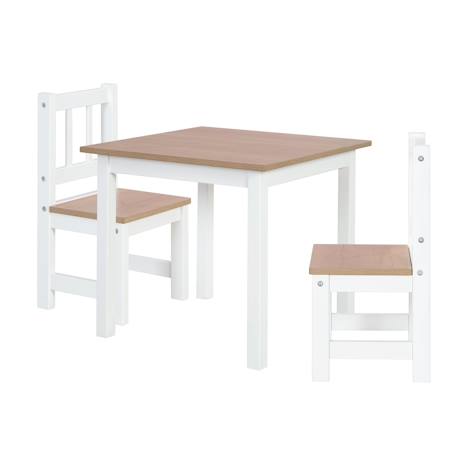 Set table et 2 chaises enfant aspect bois woody Blanc / aspect bois+Gris taupe / aspect bois 1 - vertbaudet enfant 