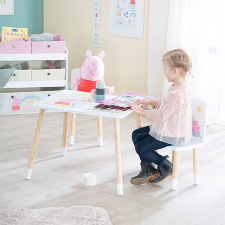 Set table et 2 chaises enfant avec pieds en bois massif Blanc - naturel / peppa pig 2 - vertbaudet enfant 
