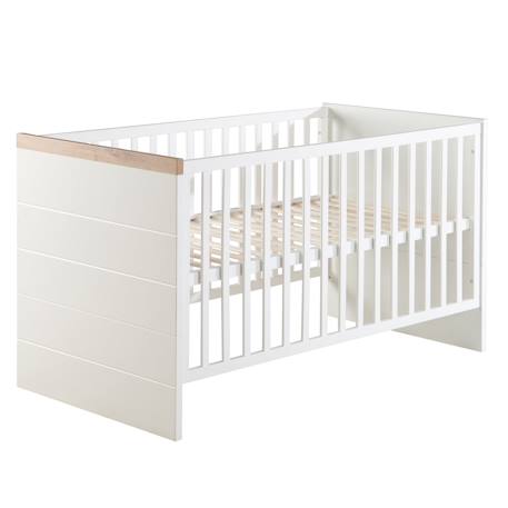 Lit bébé évolutif convertible en lit junior nele Blanc / chêne artisan 1 - vertbaudet enfant 