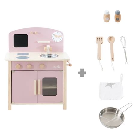 Cuisine enfant équipée avec accessoires et horloge Gris et naturel+Rose et naturel 9 - vertbaudet enfant 