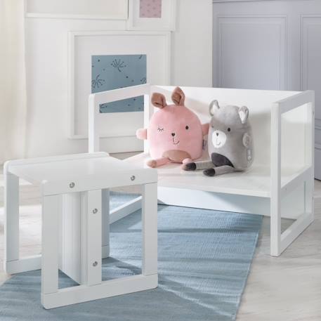 Table convertible en banc évolutif à 2 hauteurs d'assise Blanc+Gris 4 - vertbaudet enfant 