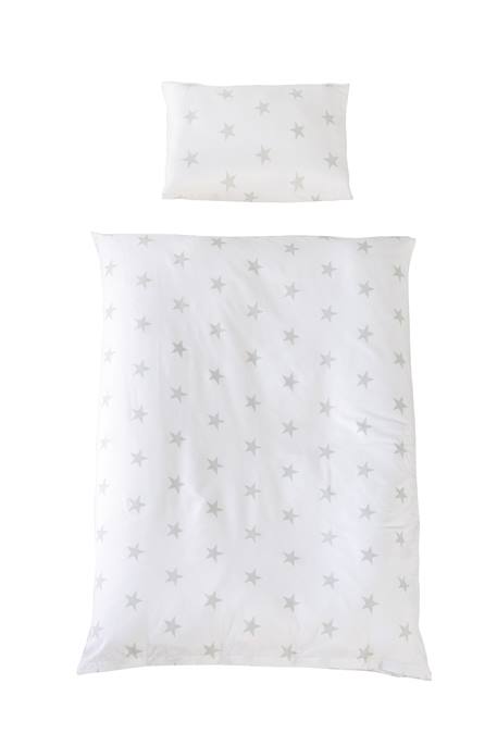 Parure de lit enfant en coton 2 pièces little stars Blanc / étoiles grises 1 - vertbaudet enfant 