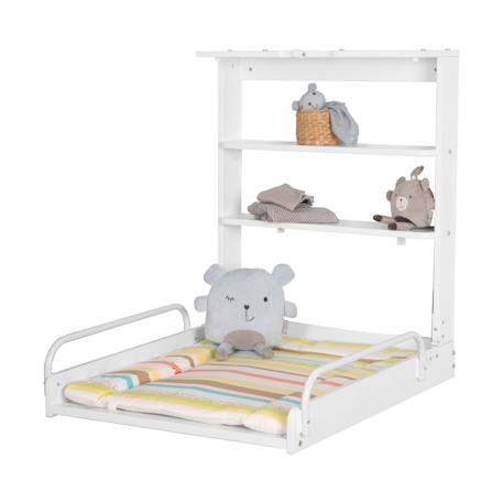 Table à langer murale pliante + matelas à langer déperlant Blanc / rayé multicolore 5 - vertbaudet enfant 