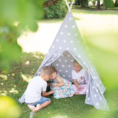 Tente de jeu indienne tipi + sac de transport little stars Gris étoilé 2 - vertbaudet enfant 
