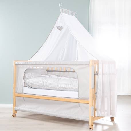 Lit cododo avec literie complète et roulettes à freins jumbo twins Bois naturel / gris 5 - vertbaudet enfant 