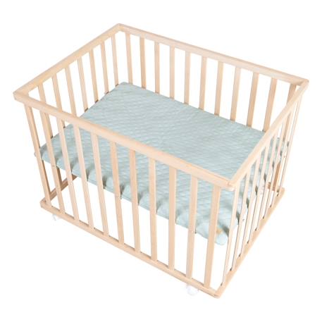 Parc bébé en bois massif + tapis déperlant roba style Naturel - gris argenté+Naturel - vert givré 7 - vertbaudet enfant 
