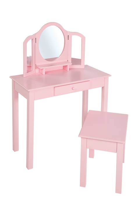 Coiffeuse enfant avec 3 miroirs et tabouret avec rangement Blanc+Rose 8 - vertbaudet enfant 