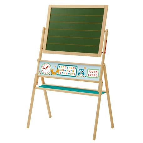 Tableau rotatif double face craie et magnétique abc eule Vert / naturel 1 - vertbaudet enfant 