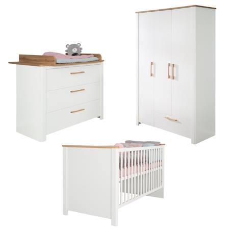 Chambre bébé évolutive complète avec soft-close ava Blanc / chêne artisan 1 - vertbaudet enfant 