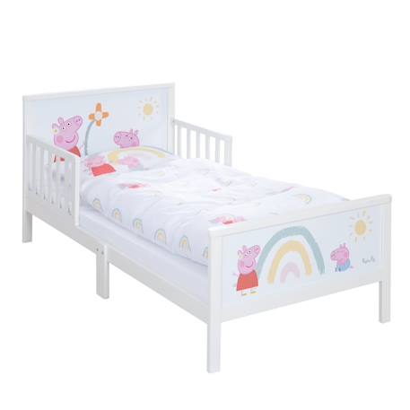 Lit enfant avec barrières de sécurité et linge de lit Blanc / peppa pig 1 - vertbaudet enfant 
