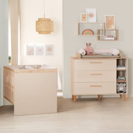 Chambre bébé évolutive 2 pièces avec soft-close jil Cashmere / décor châtaignier 1 - vertbaudet enfant 
