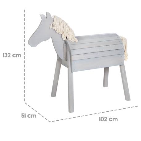Cheval de jardin en bois massif avec crinière et queue Gris+Teck 5 - vertbaudet enfant 