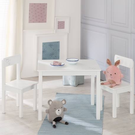 Set table et 2 chaises enfant en bois massif little stars Blanc / motifs étoiles 2 - vertbaudet enfant 