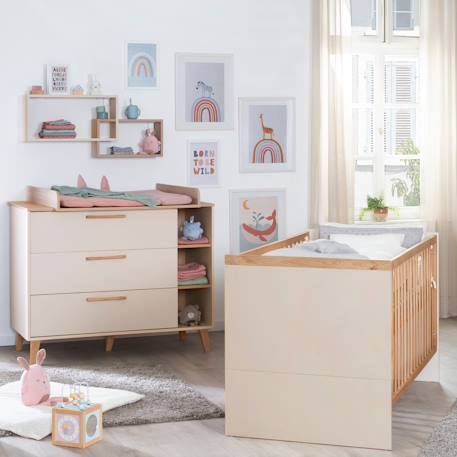 Commode à langer évolutive 3 tiroirs 3 niches jil Cashmere / décor châtaignier 5 - vertbaudet enfant 