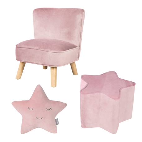 Ensemble fauteuil + pouf + coussin décoratif étoile lil sofa Bleu clair+Gris argenté+Rose pastel 13 - vertbaudet enfant 