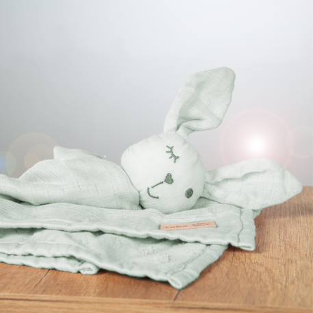 Doudou lapin en coton bio lil planet Rose pastel+Vert givré 8 - vertbaudet enfant 