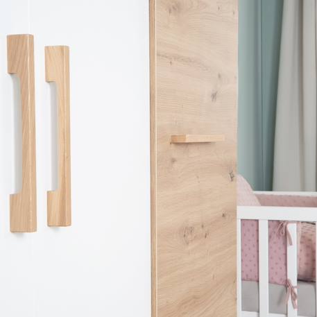 Armoire bébé 3 portes à fermeture douce lion Blanc / chêne artisan 4 - vertbaudet enfant 