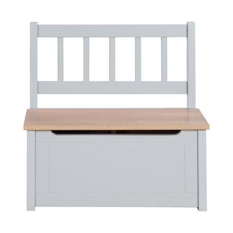 Banc-coffre à jouets en bois massif résistant aux rayures woody Blanc - naturel+Gris taupe - naturel 9 - vertbaudet enfant 