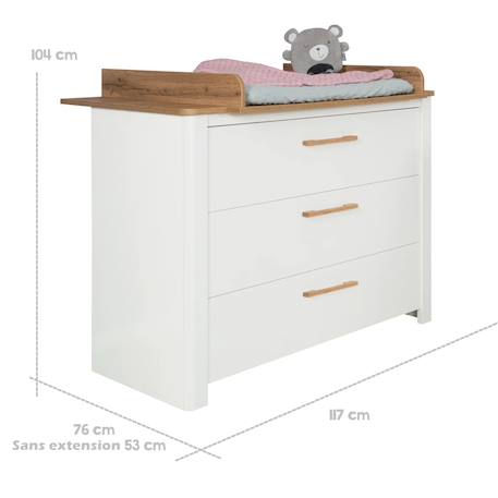 Commode à langer évolutive 3 tiroirs  ava Blanc / chêne artisan 3 - vertbaudet enfant 