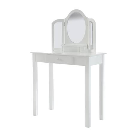 Coiffeuse enfant avec 3 miroirs et tabouret avec rangement Blanc+Rose 1 - vertbaudet enfant 