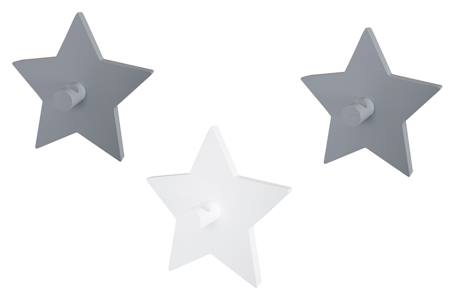 Lot de 3 patères murales étoiles little stars Gris et blanc 3 - vertbaudet enfant 