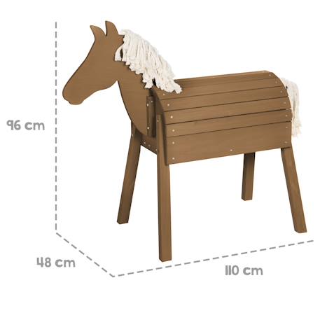 Cheval de jardin en bois massif avec crinière et queue Gris+Teck 9 - vertbaudet enfant 