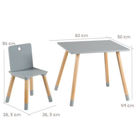 Set table et 2 chaises enfant avec pieds en bois massif Blanc+Blanc et naturel+Gris et naturel 16 - vertbaudet enfant 