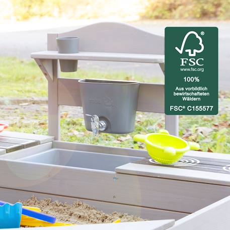 Bac à sable en bois fsc® avec cuisine extérieure intégrée Gris 3 - vertbaudet enfant 