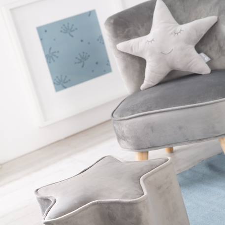 Ensemble fauteuil + pouf + coussin décoratif étoile lil sofa Bleu clair+Gris argenté+Rose pastel 9 - vertbaudet enfant 